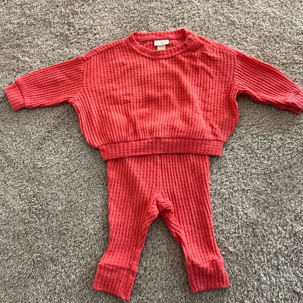 Cat & Jack Coral Waffle Knit Baby Set